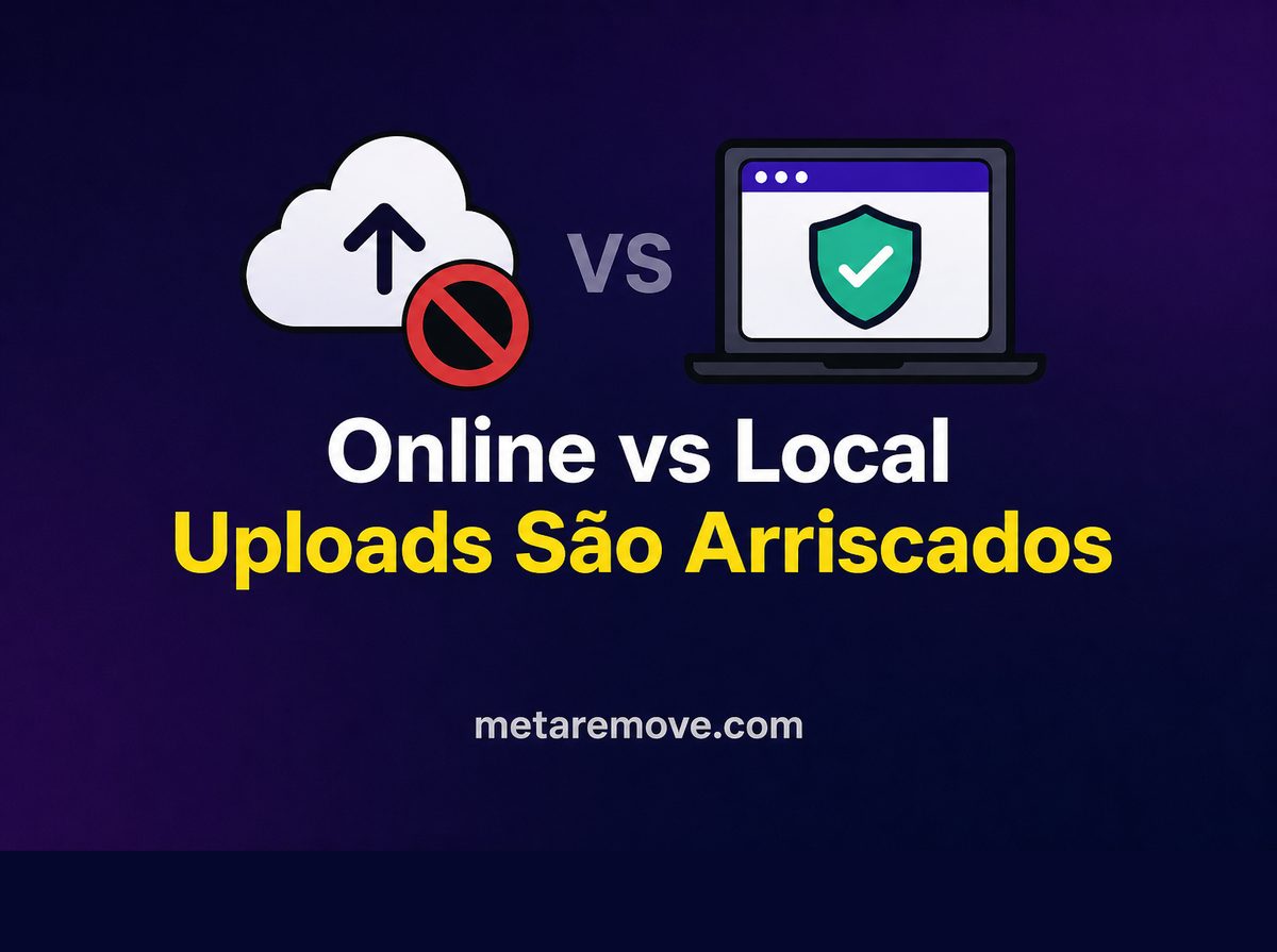 Comparando removers de metadados com upload online e processamento local no navegador