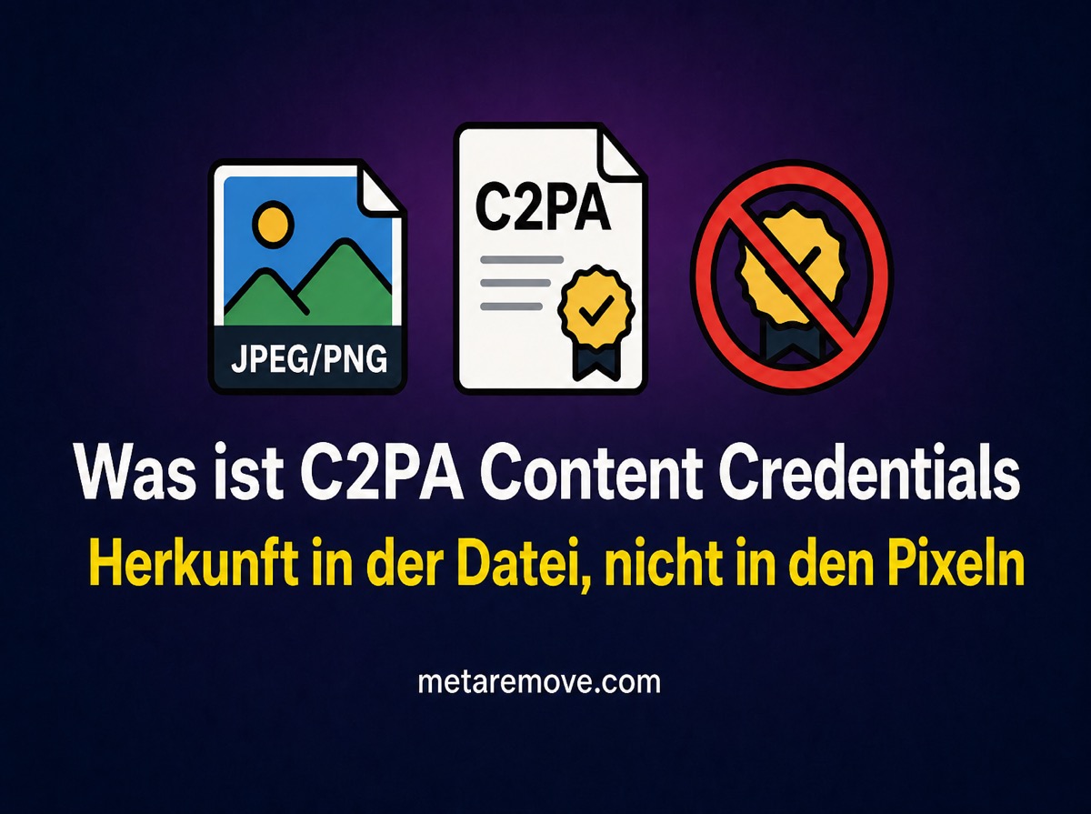 C2PA Content Credentials als signierter Provenienz-Datensatz in der Datei, nicht in den Pixeln