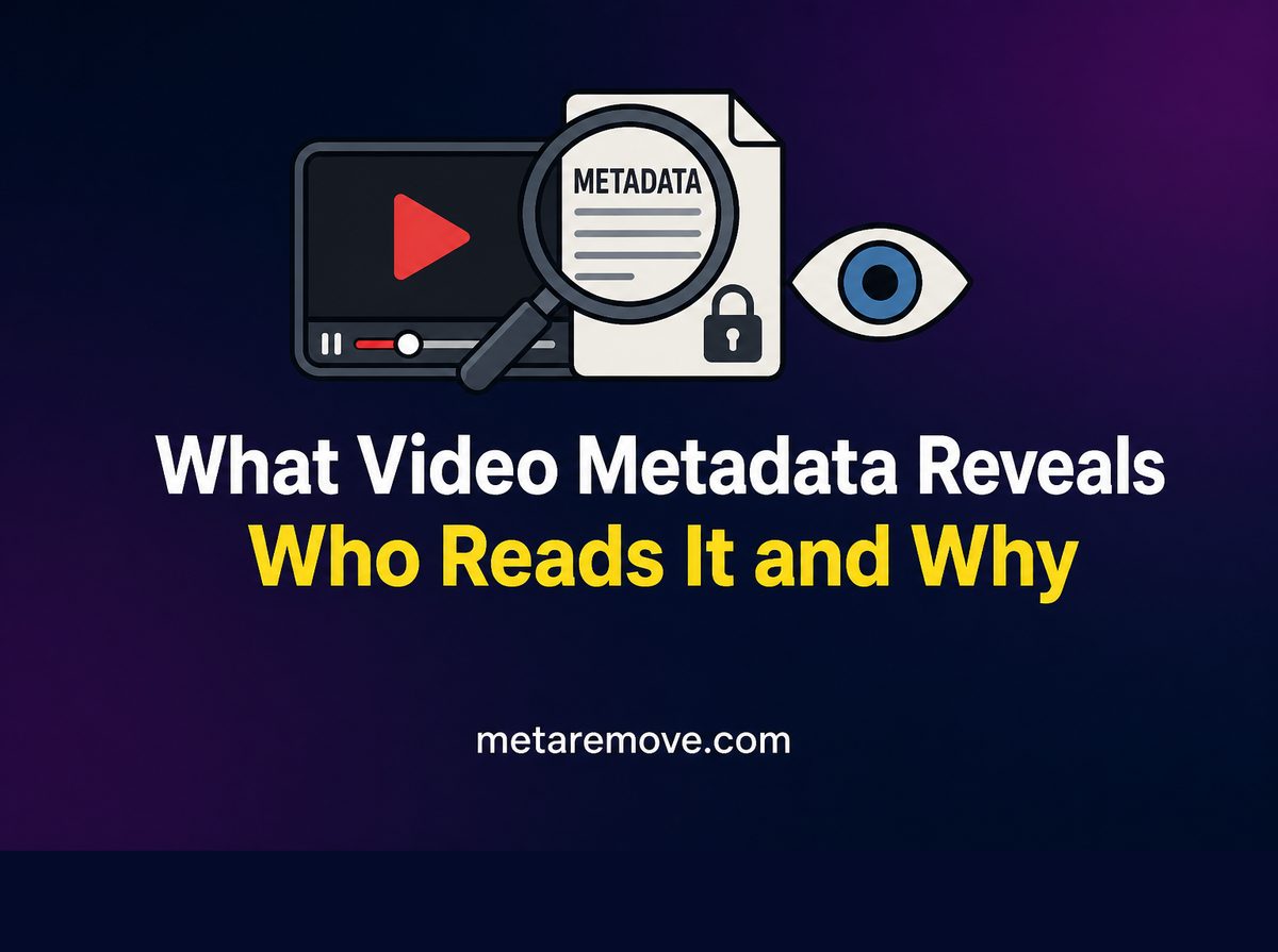 Illustration of hidden video metadata fields being inspected